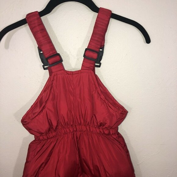 Kids Youth Red Soft-shell Puffer Down Filled Overall Ski Snow Overalls - Picture 7 of 10